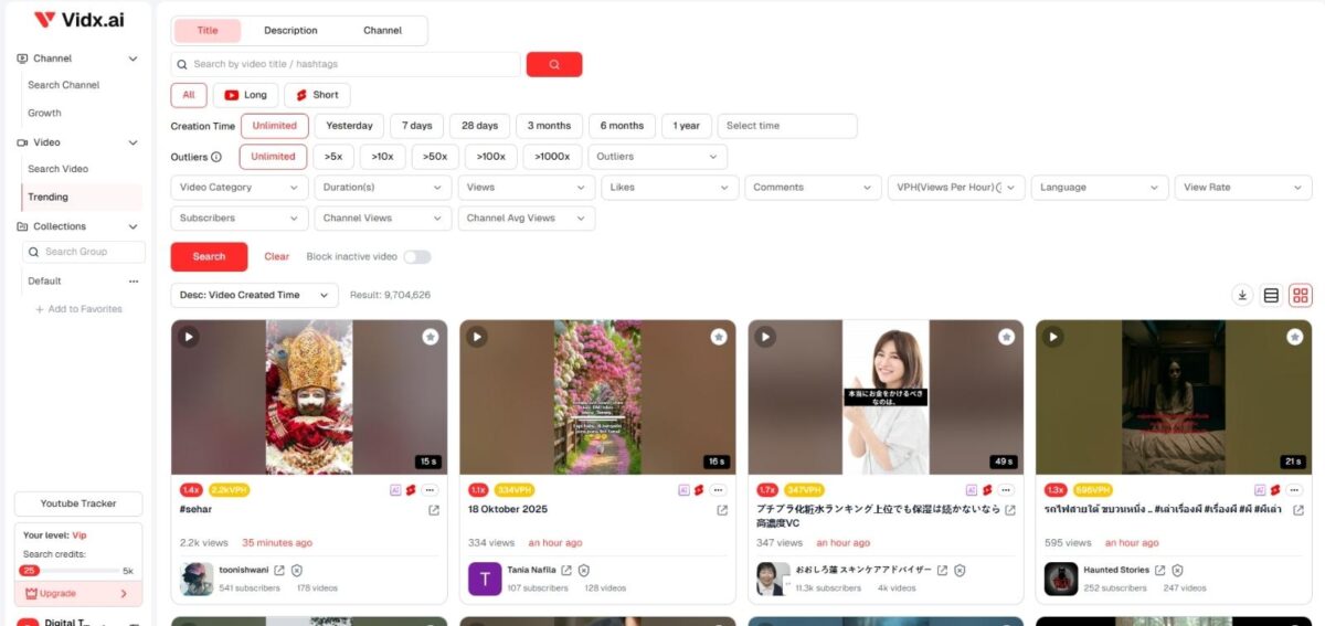 vidx.ai trending video finder