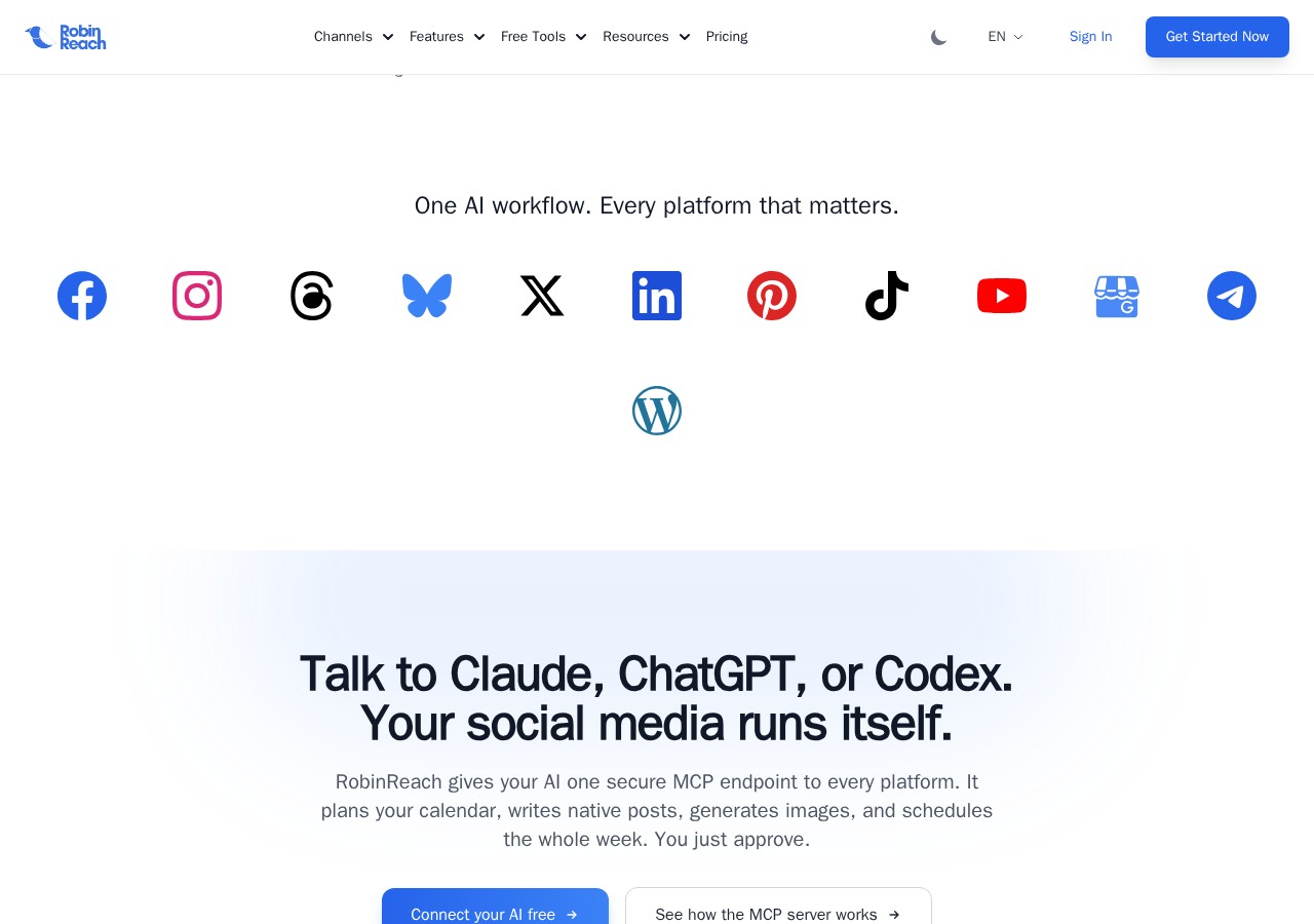RobinReach Review: The AI Social Media Manager That Posts Everywhere 2 RobinReach features dashboard showing social media scheduling interface