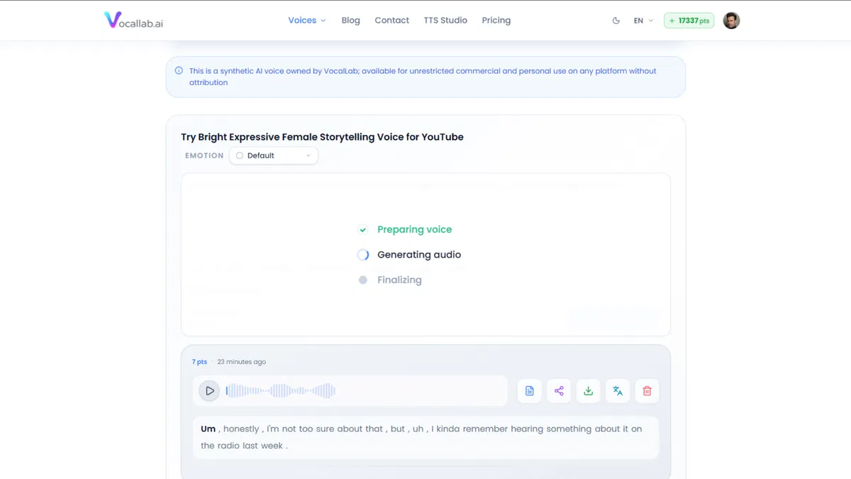 VocalLab ai voice cloning