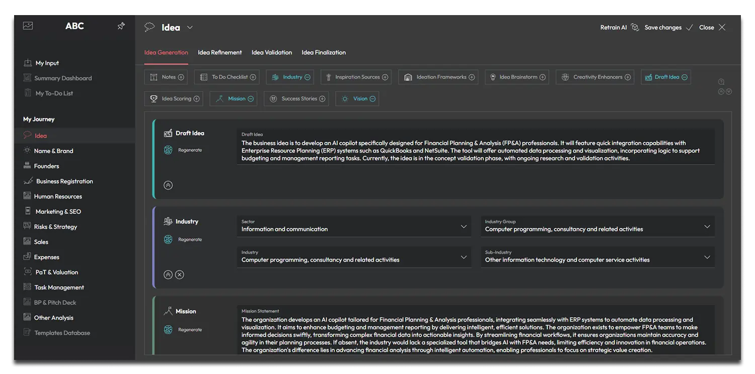 PrometAI Review 2026: AI Business Plan Builder Worth It? 2 PrometAI AI business plan generator interface with financial model