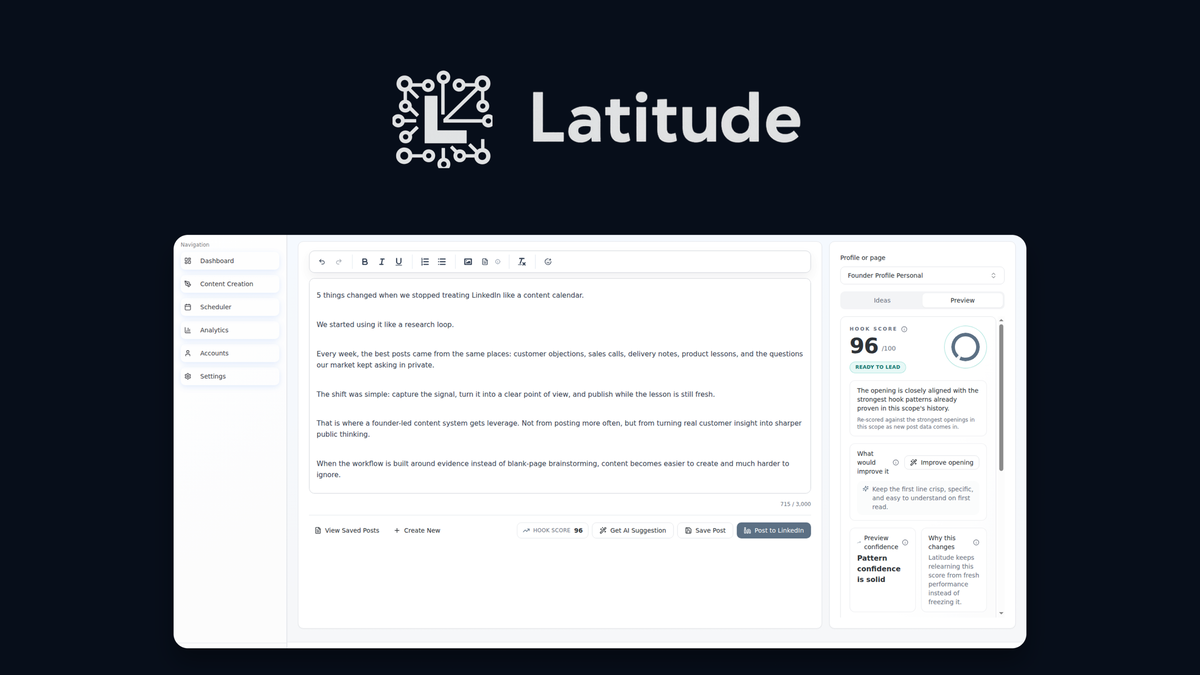 Latitude AI LinkedIn content tool hero