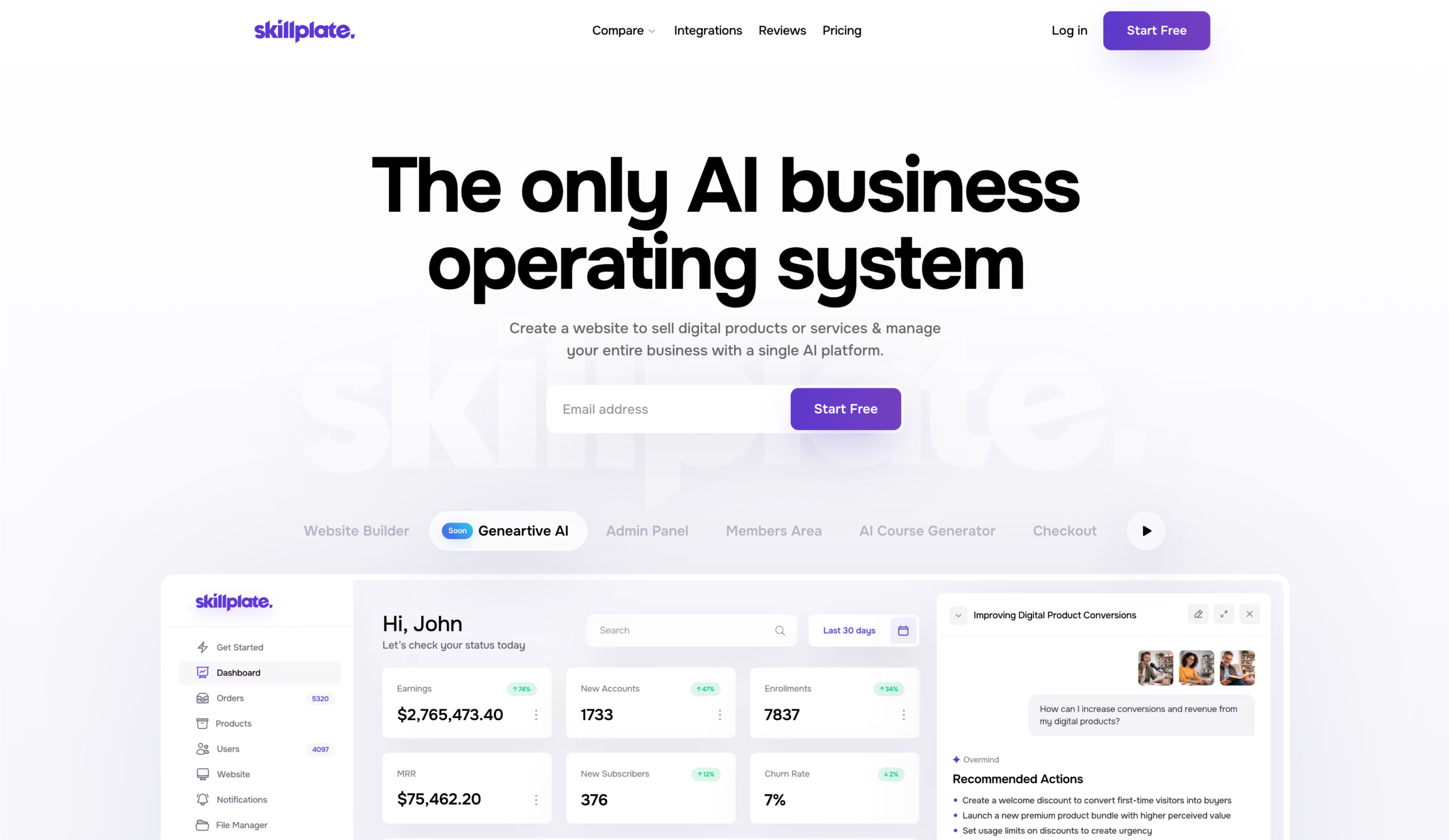 Skillplate the only AI business operating system hero