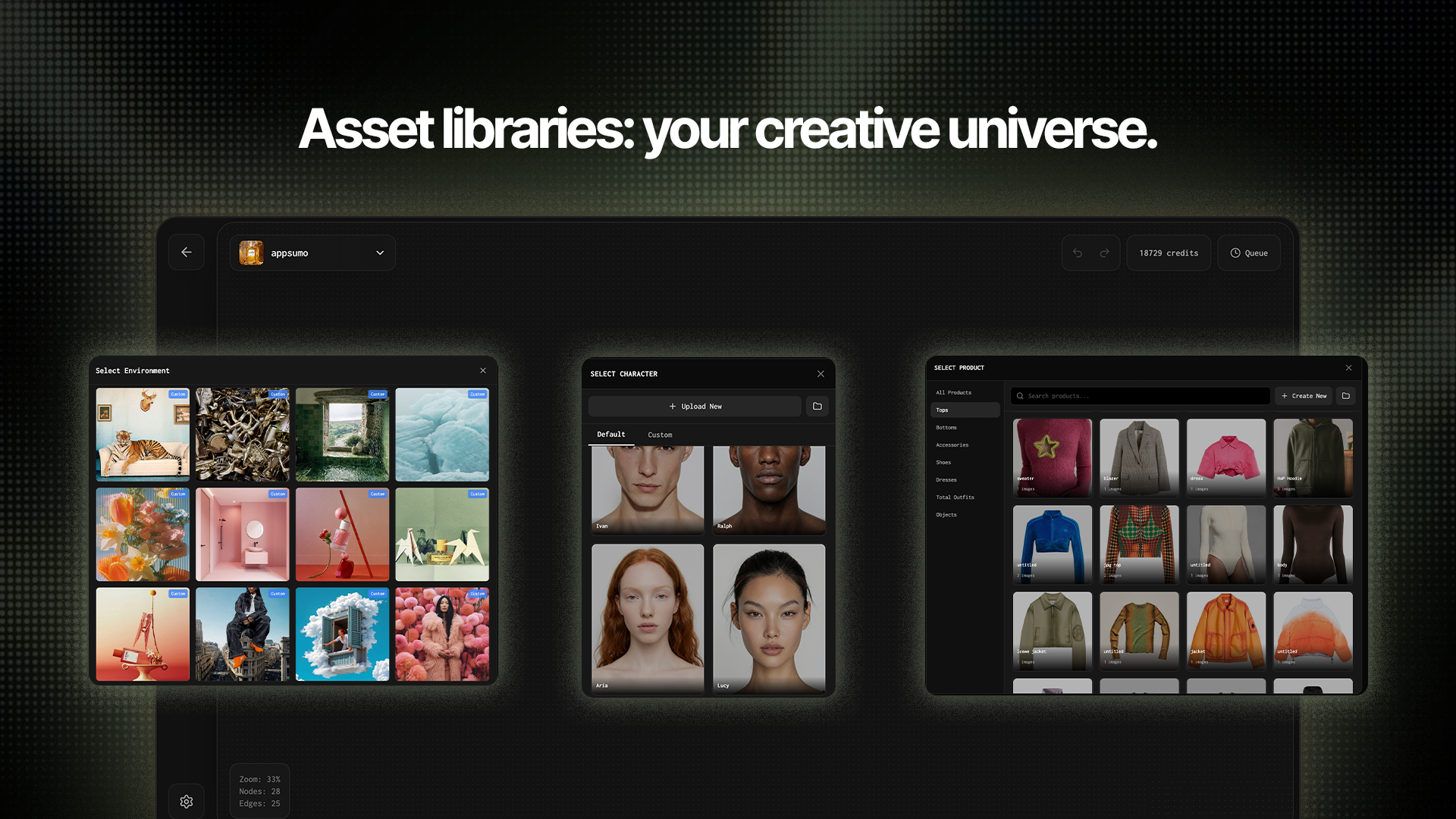 Rainfrog AI asset libraries for products characters and environments