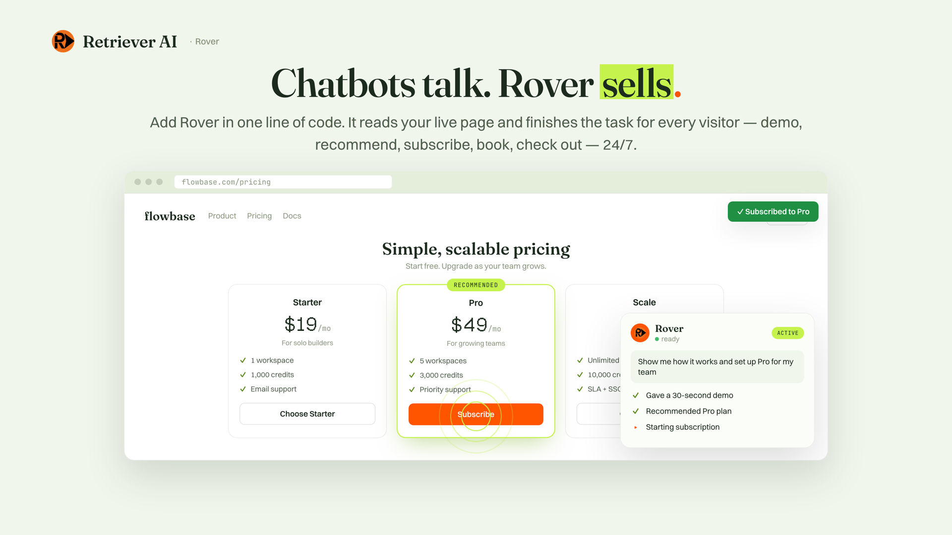 Retriever AI agent completing tasks on a website