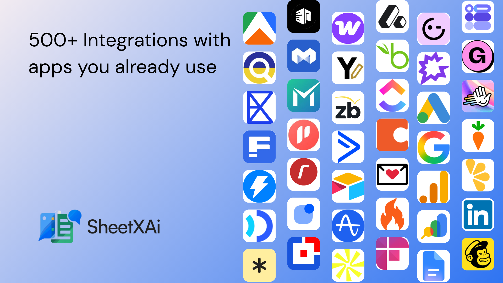 SheetXAI integrations with over 500 business apps