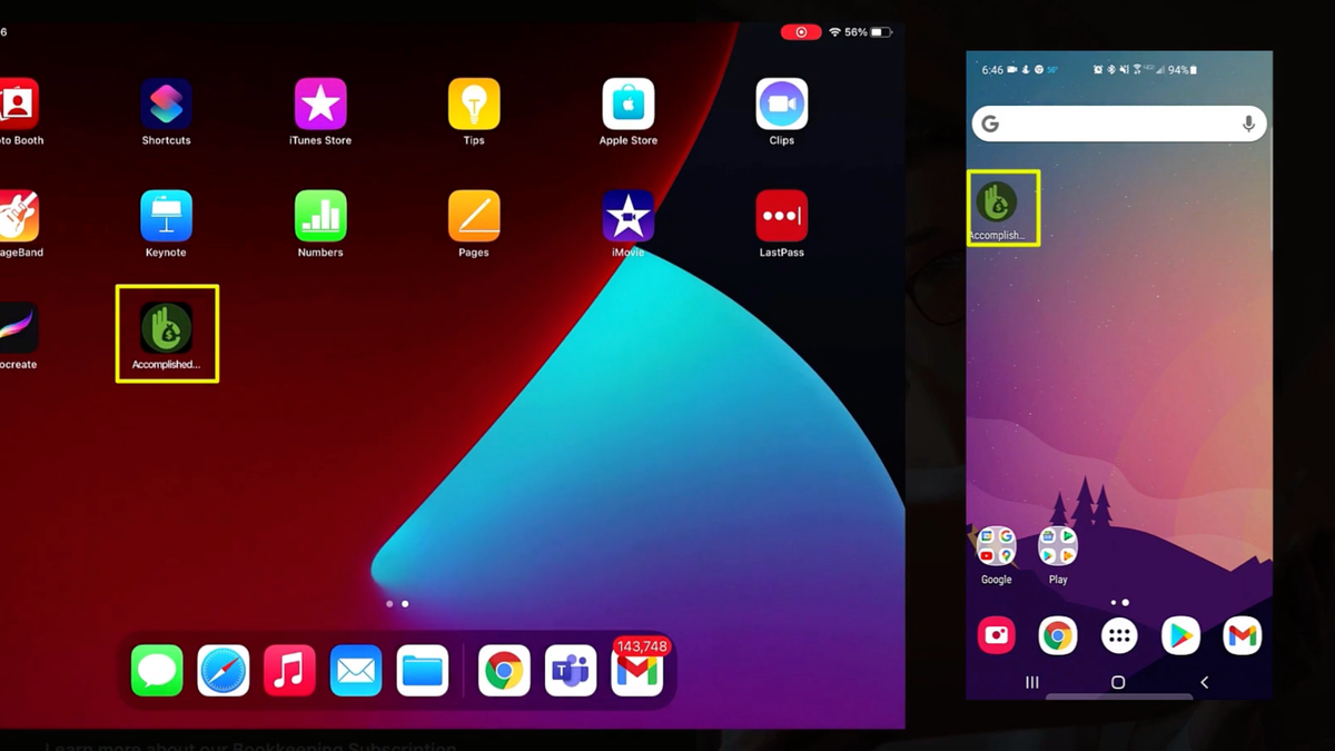 SuiteDash mobile app icon and white-label branding on tablet and phone