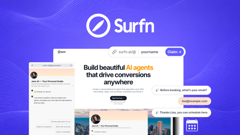 Surfn AI hero marketing banner