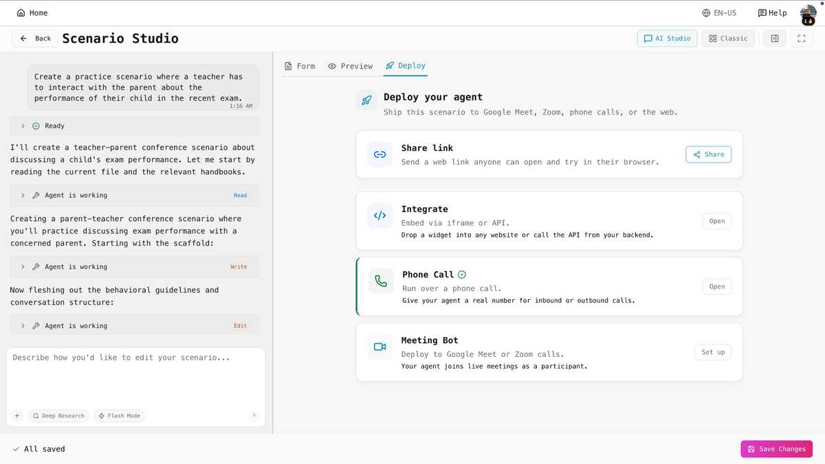 Tough Tongue AI Scenario Studio for building custom AI agents