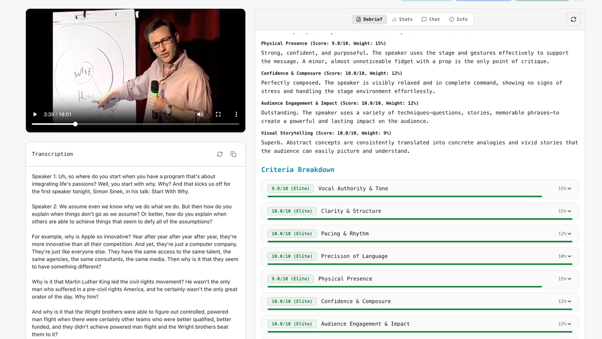 Tough Tongue AI session transcription and criteria scoring