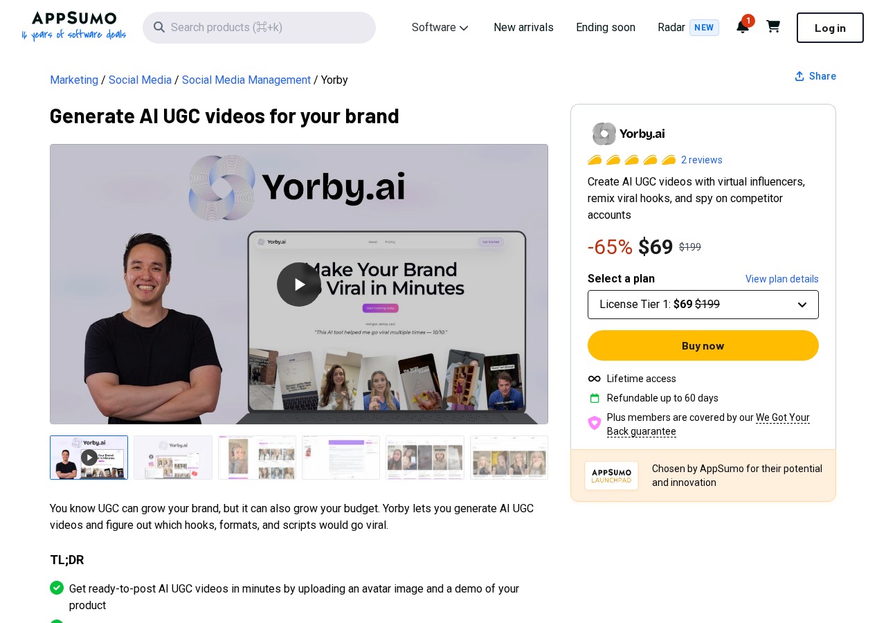 Yorby AI AppSumo lifetime deal pricing and features