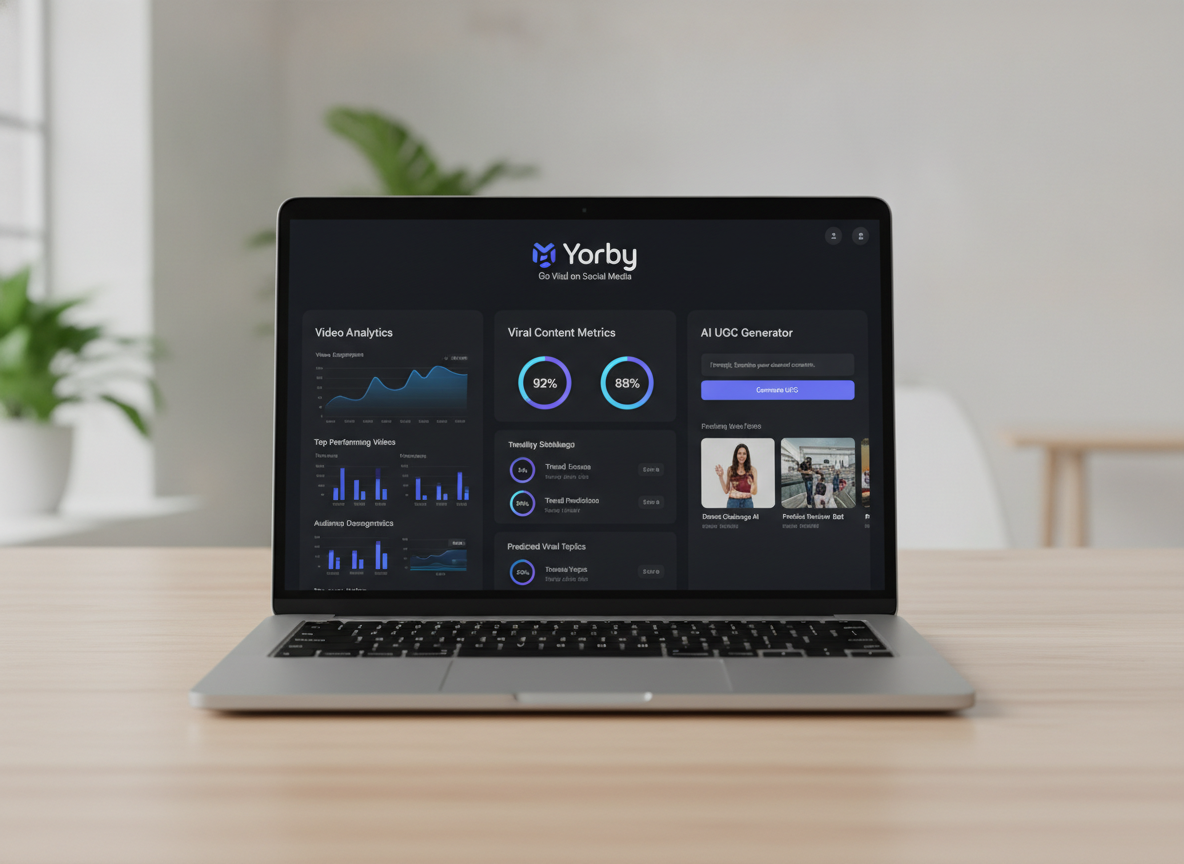 Yorby AI website dashboard overview - Go Viral on Social Media homepage